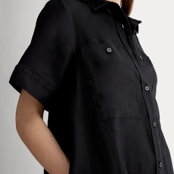 NWT Everlane Black The Daytripper Linen Shirt Dress With Pockets M - Picture 4 of 9